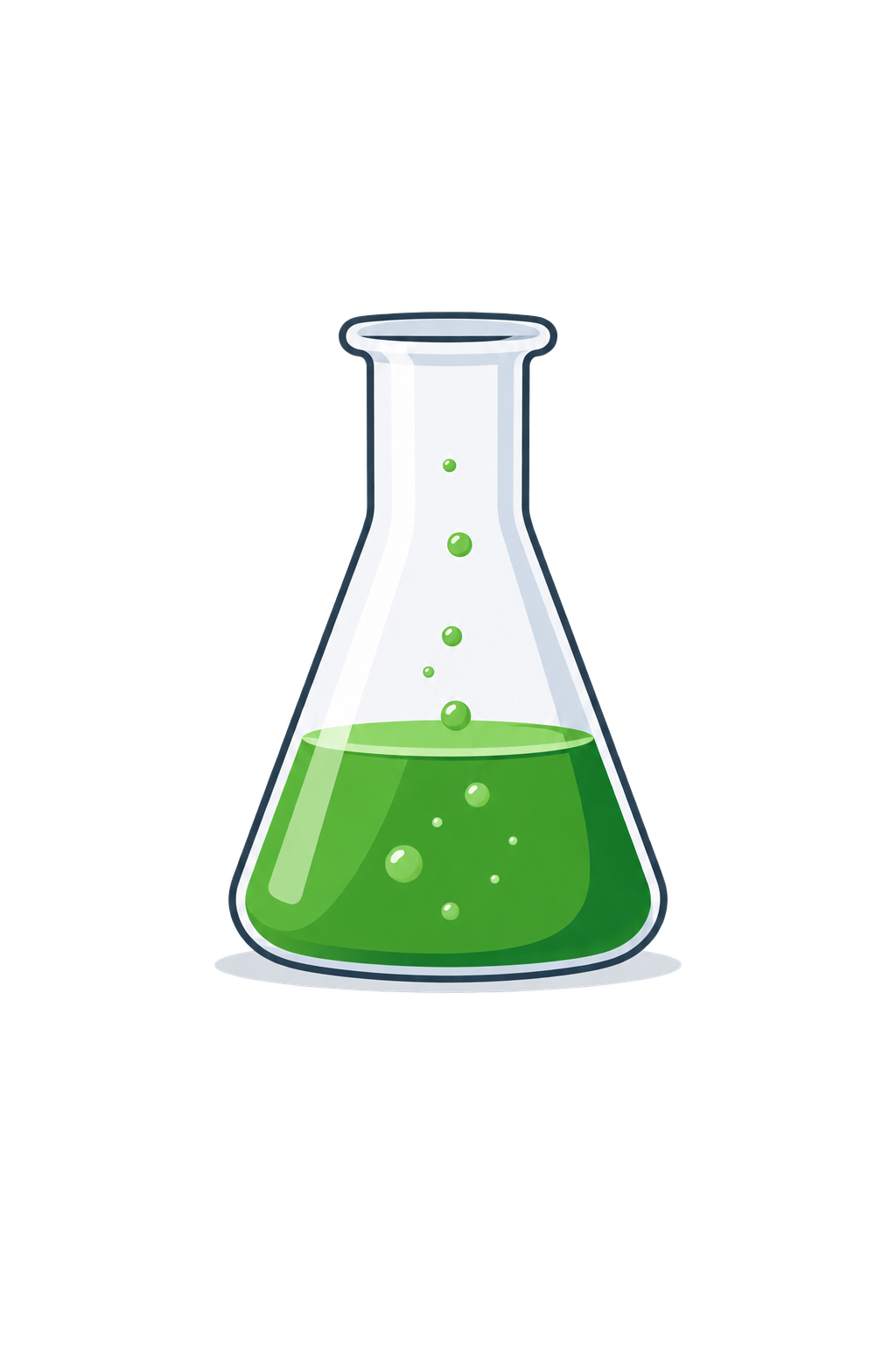 Laboratory flask with green liquid